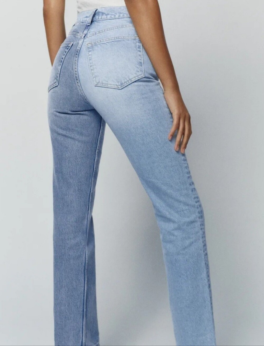Reformation Cynthia Two Tone High Rise Straight Jeans